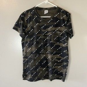 Victoria’s Secret PINK Green Camo Shirt Pocket Tee Rose Gold Varsity Sz …